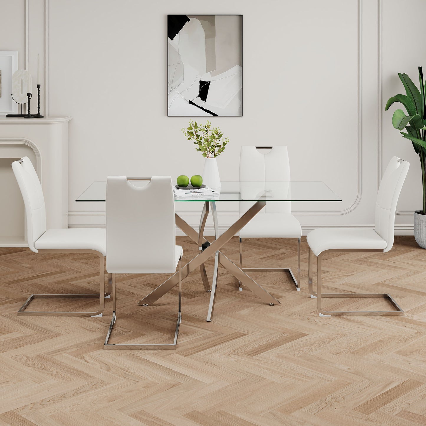Modern Dining Chairs With Padded Seat And Metal Legs