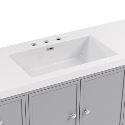Bathroom Vanity With Separate Sink, Soft Close Doors And 4 Drawers