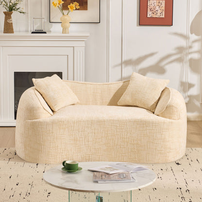 Curved 2 Person Compress Sofa With Armrests, Includes Pillows