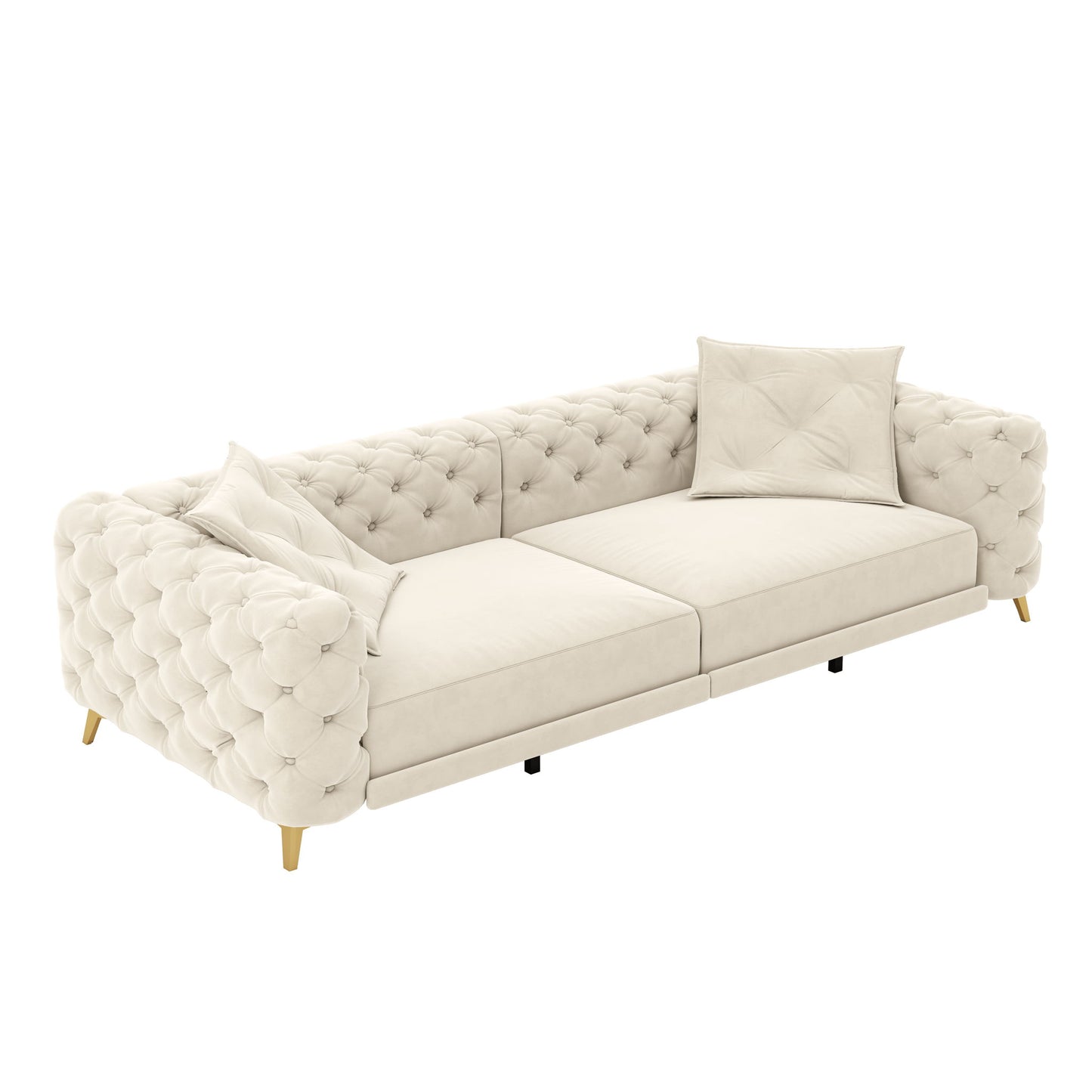 3 In 1 Convertible Sleeper, Deep Seat Pull Out Sofa Bed, Button Tufted