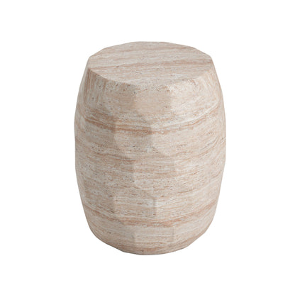 Travertine Lightweight Concrete Side Table For Indoor / Outdoor Use - Beige