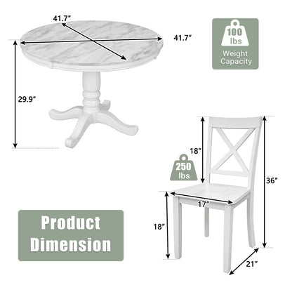 5 Pieces Dining Table And Chairs Set For 4 Persons, Kitchen Room Solid Wood Table With 4 Chairs