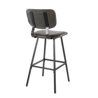 Foundry - Contemporary Barstool Zig Zag Stitching (Set of 2) - Black / Gray