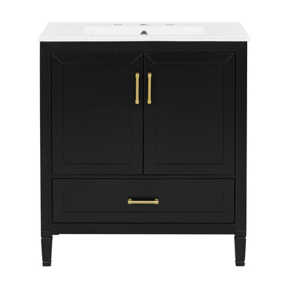Elegant Fluted Bathroom Vanity With Sink, Soft Close Doors & Drawer