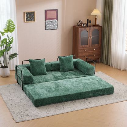 Convertible Floor Sofa Bed With Pillow Back Support Armrest