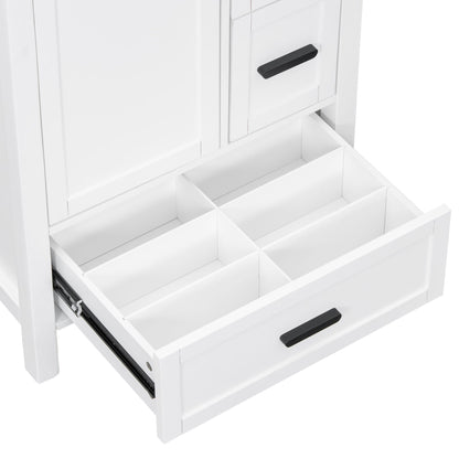 Bathroom Vanity With Sink, Soft-Close Doors, Double-Layer Shelf And 3 Drawers