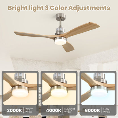 Indoor Ceiling Fan With Dimmable LED Light, 6 Speed Remote ControlLED DC Motor, Reversible Blades
