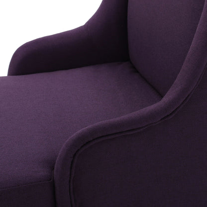 Fabric Dining Chair With High Back And Birch Wood Legs - Plum