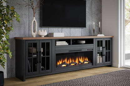 Fireplace TV Stand Console For TVs Up To 100" - Black / Whiskey