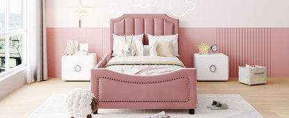 Upholstered Daybed With Classic Stripe Shaped Headboard