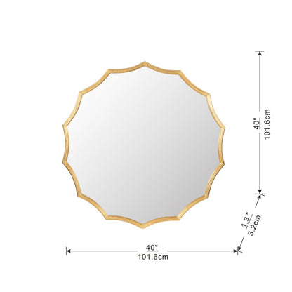 Round Sunburst Wall Mirror With, Wall Decor Mirror For Entryway Bedroom Living Room - Gold