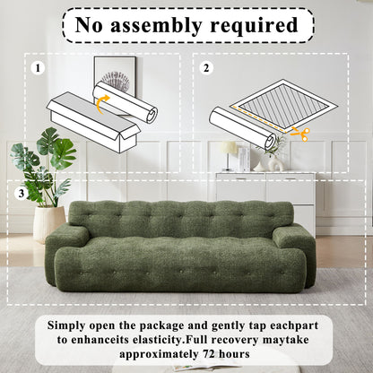 Cloud Series Minimalist Button Tufted Square Arm 3 Seater Sofa