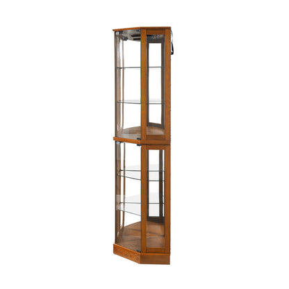 6 Shelf Corner Curio Display Cabinet With Lights, Mirrors And Adjustable Shelves (E26 Light Bulb Not Included)