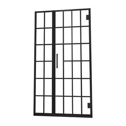 Frameless Pivot Shower Door With Pattern Glass, Open Entry Design