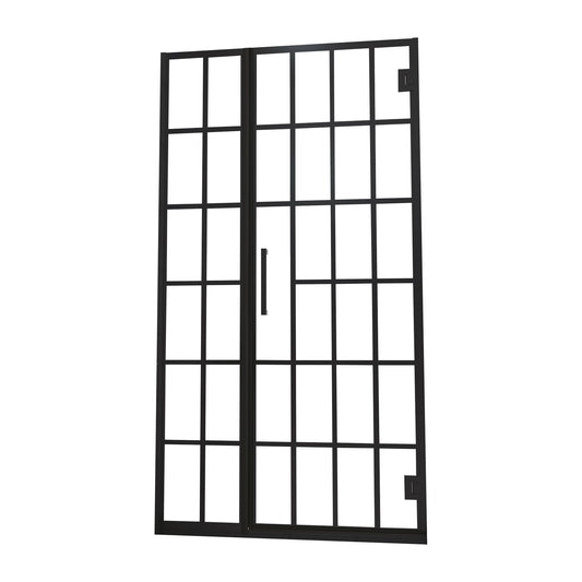 Frameless Pivot Shower Door With Pattern Glass, Open Entry Design
