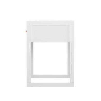 Nightstand With Drawer, Minimalist Bedside Table, Compact End Table For Bedroom - White
