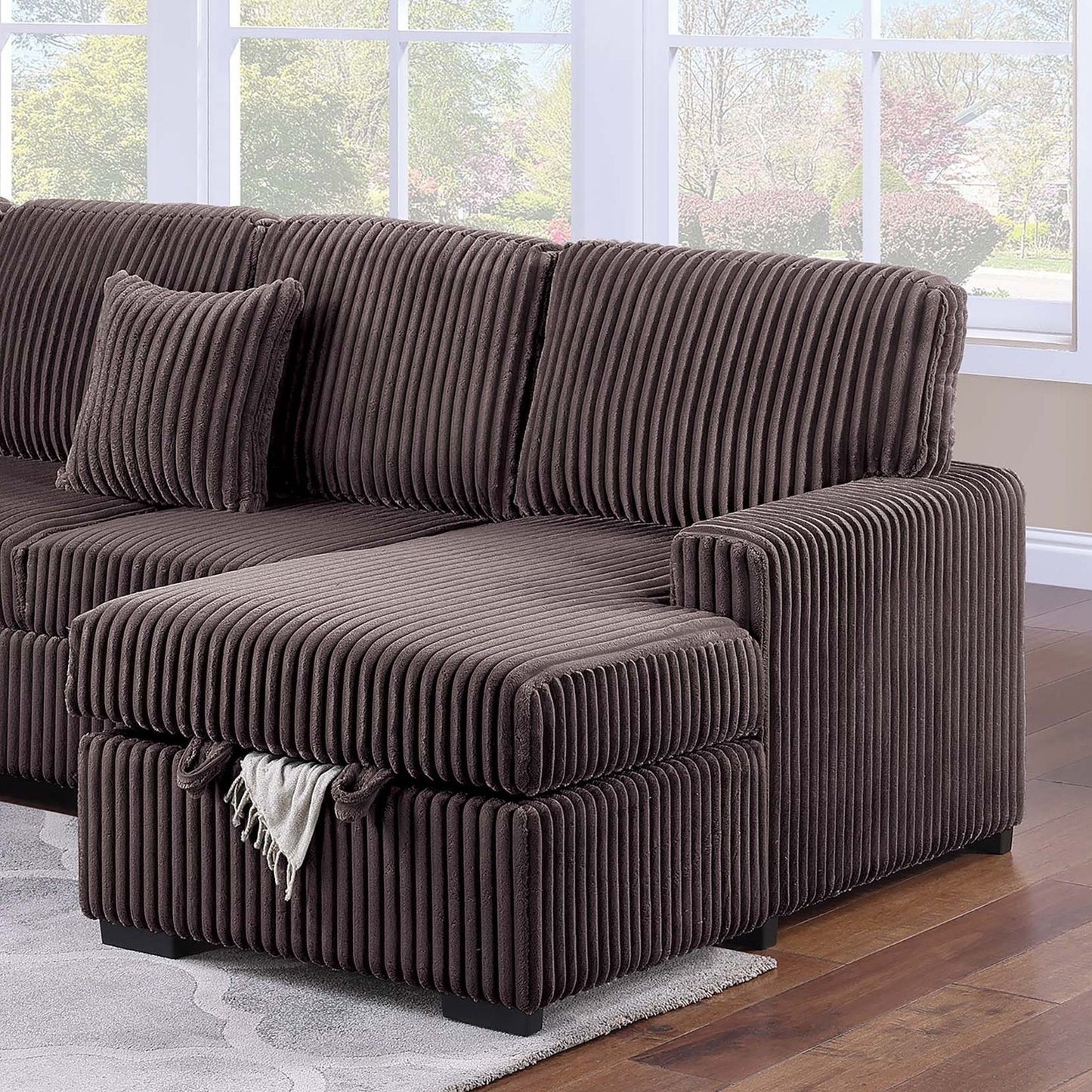 Convertible Sectional Upholstered Sleeper Sofa With Storage Chaise
