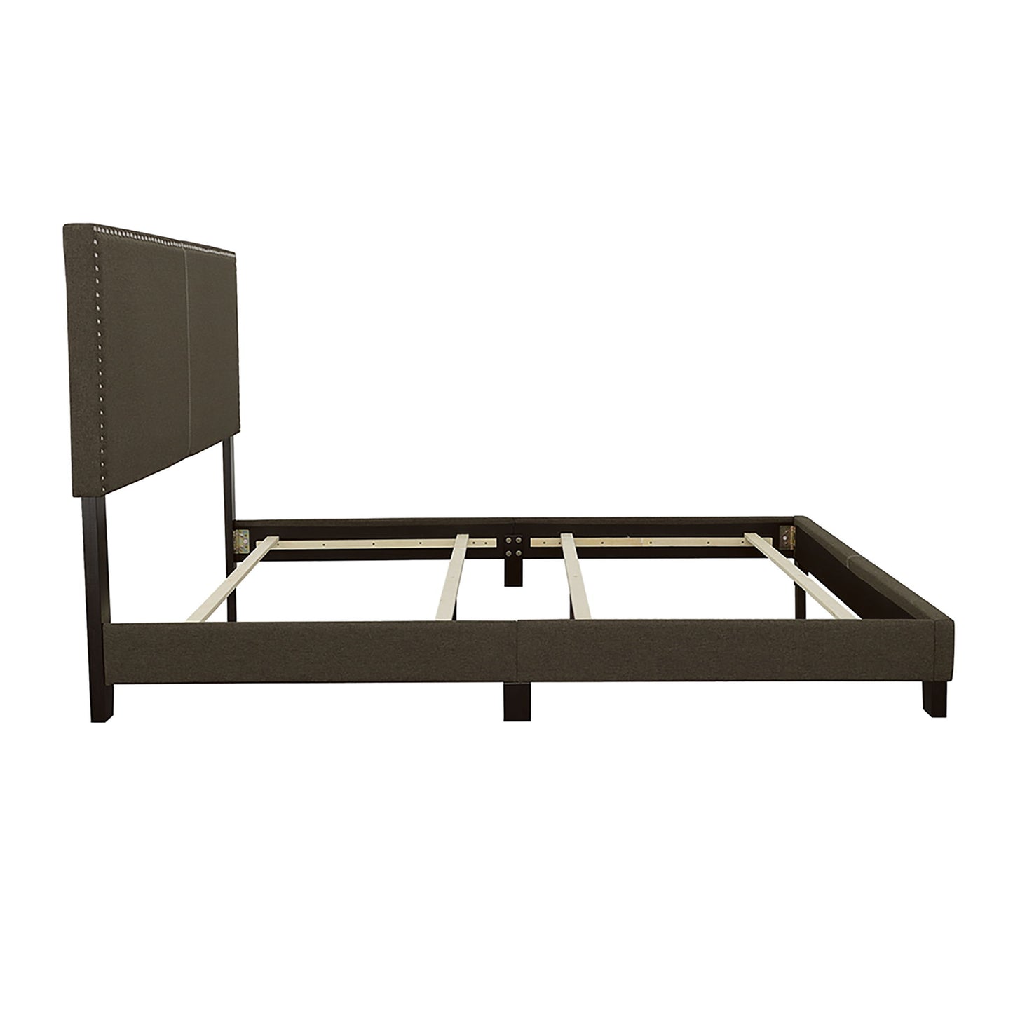 Queen Bed With Nailhead Trim - Charcoal