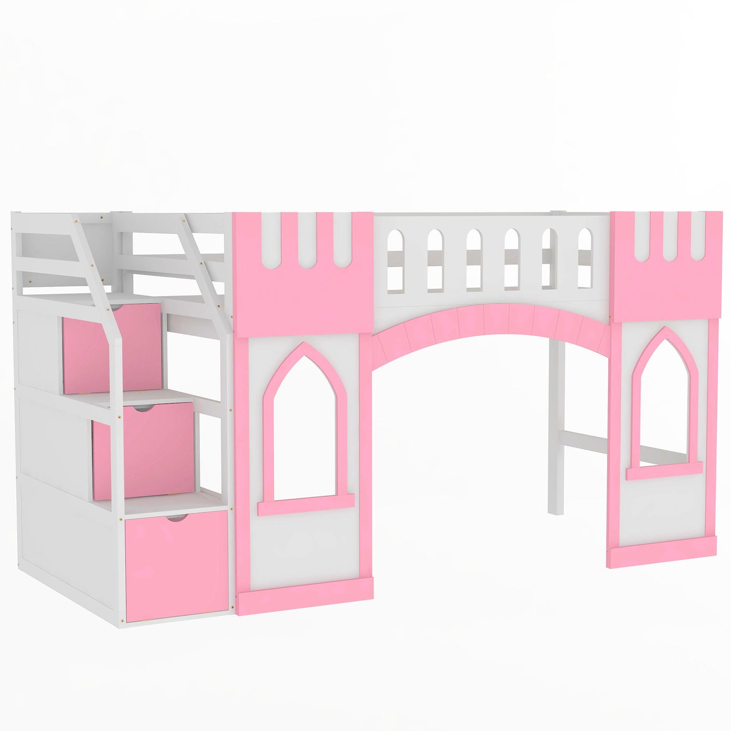 Loft Bed With Storage Staircase And Windows