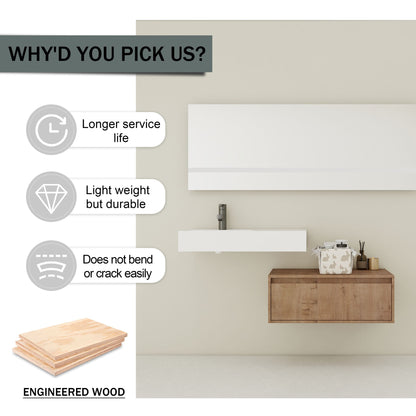 Modern Wall Mounted Bathroom Vanity With Resin Sink And Soft Close Drawer In Imitative - Imitative Oak
