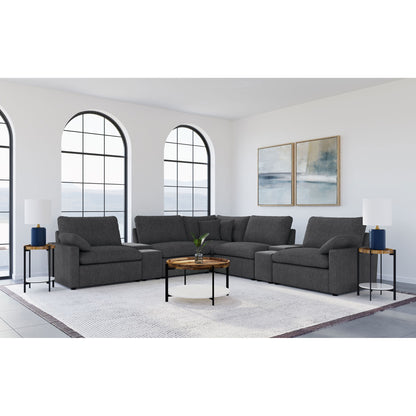 Modular Power Reclining With Lift Top Consoles, 7 Piece Configuration - Dark Gray
