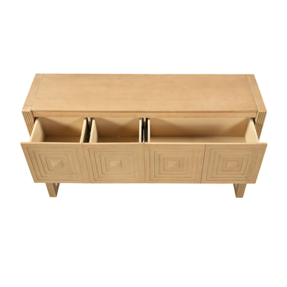 Geometric Carved Console Table With 3 Soft Close Drawers
