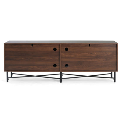 4 Door TV Cabinet, 2 Storage Spaces, Adjustable Shelves