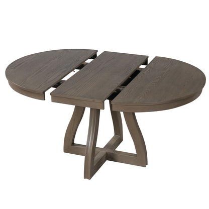 Round Extendable Dining Tabl, Middle Leaf, Curved Legs