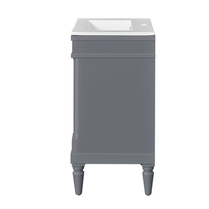 Bathroom Vanity With Sink, Storage Cabinet With Door, Drop In Sink, Compact Freestanding Design