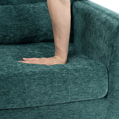 Modern Accent Chair, Arm Chairs For Living Room, Upholstered Mordern Armchair, Comfy Soft Padded Lounge Chair In Small Space, Bedroom, With Pillow, Solid Wood Leg