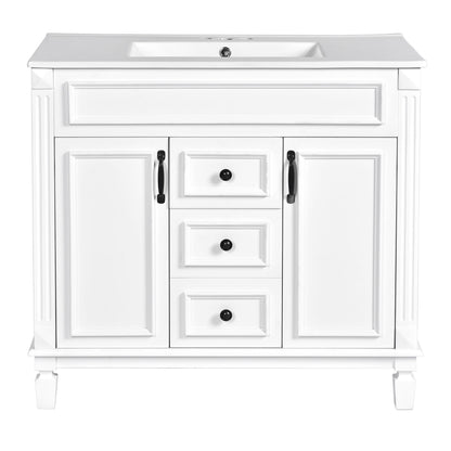 Bathroom Vanity With Top Sink, Basin On Cabinet With 2 Soft Closing Doors And 2 Drawers