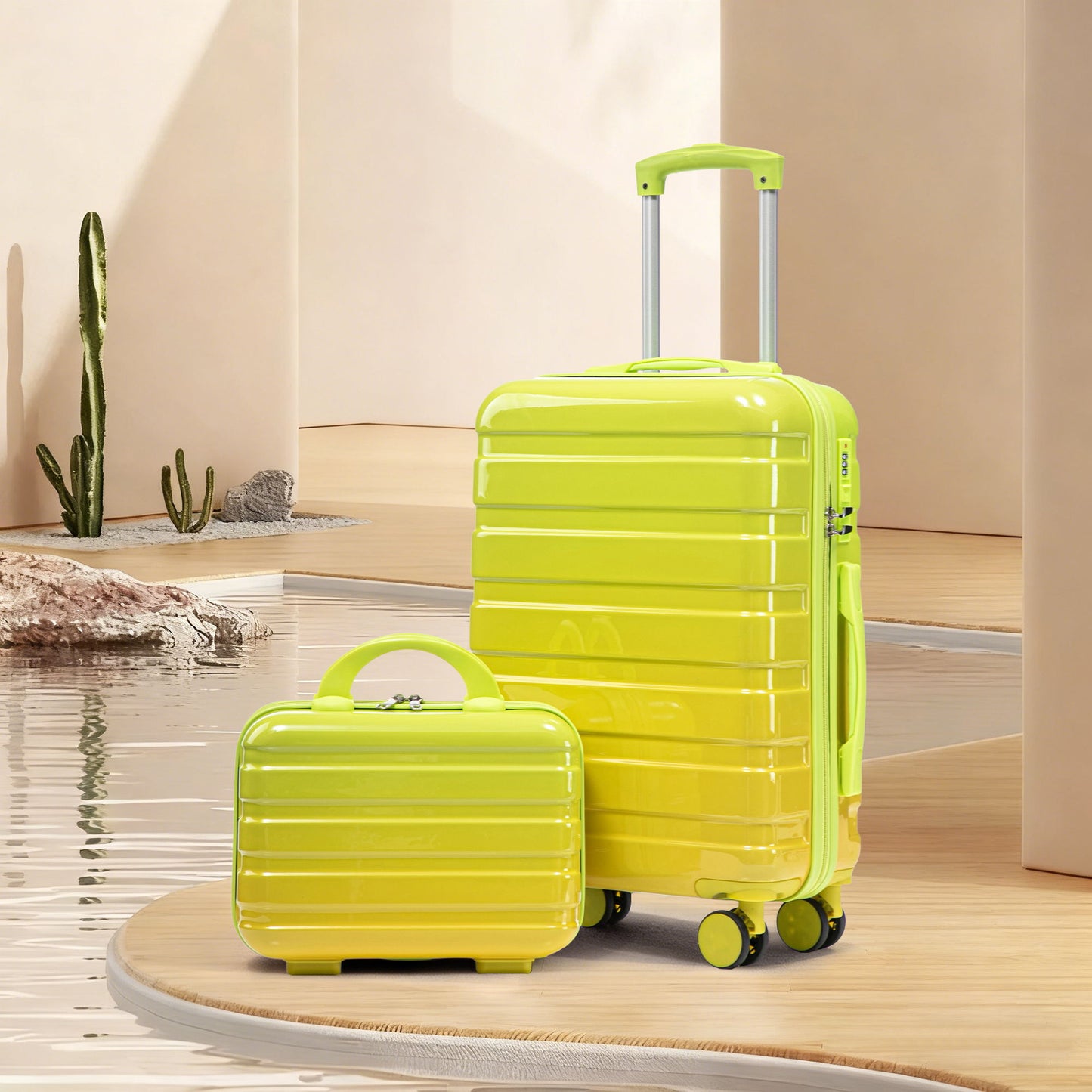 Luggage Set 14" / 20" With Combination Lock And Cosmetic Case