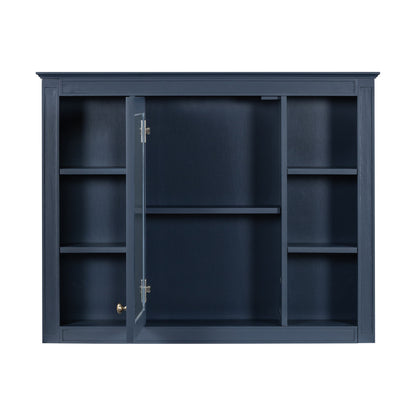 Wall Mounted Medicine Cabinet With Mirror, Storage Cabinet Featuring 6 Open Shelves And Adjustable Interior