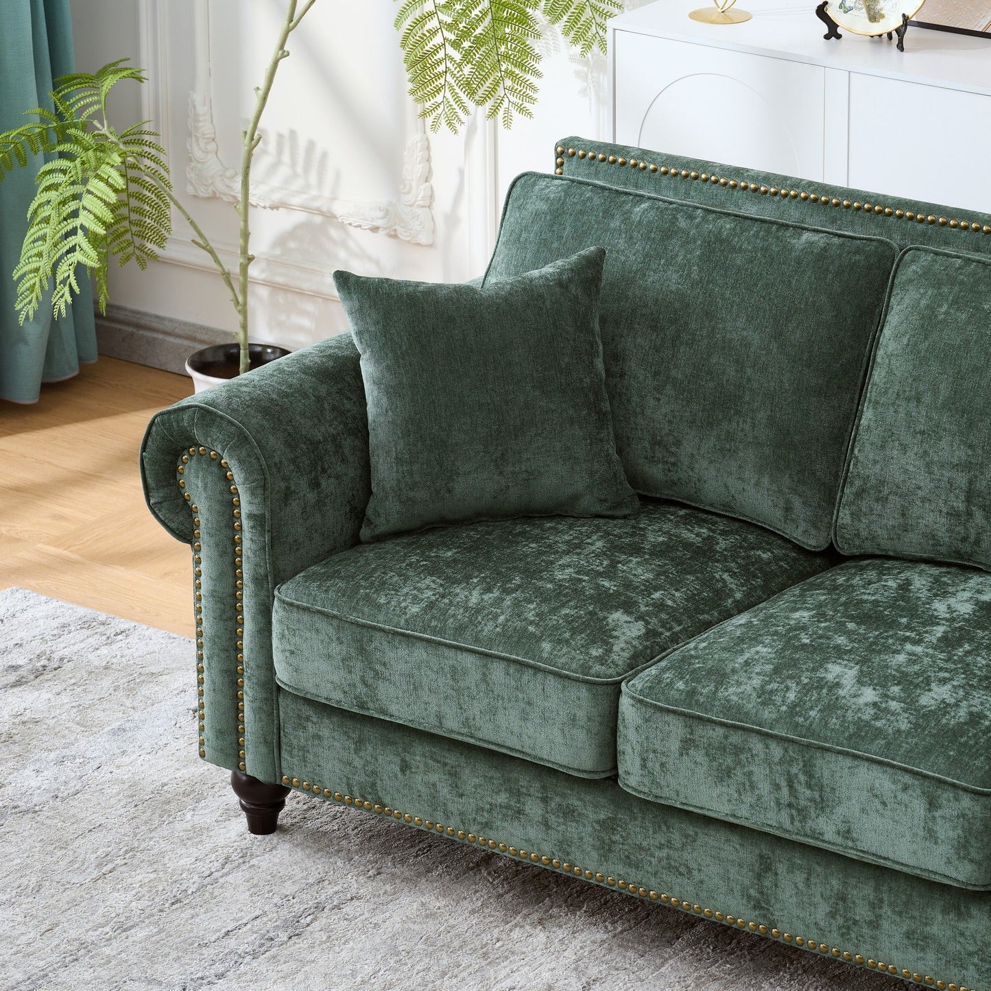 Modern 3 And 2 Seater Sofa With Rolled Arms, Tufted Upholstered Couch