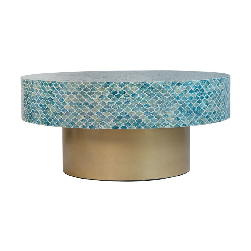 Unique Capiz Coffee Table & Pedestal Base