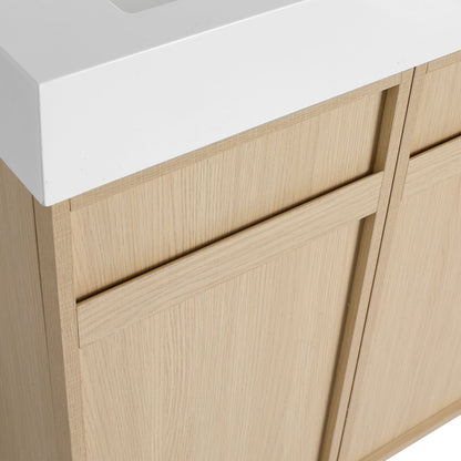 Freestanding Bathroom Vanity With Resin Sink & Soft Close Cabinet Doors
