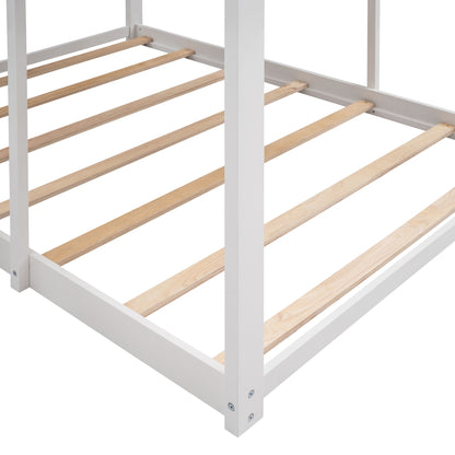 Bunk Bed With Roof, Window, Guardrail, Ladder