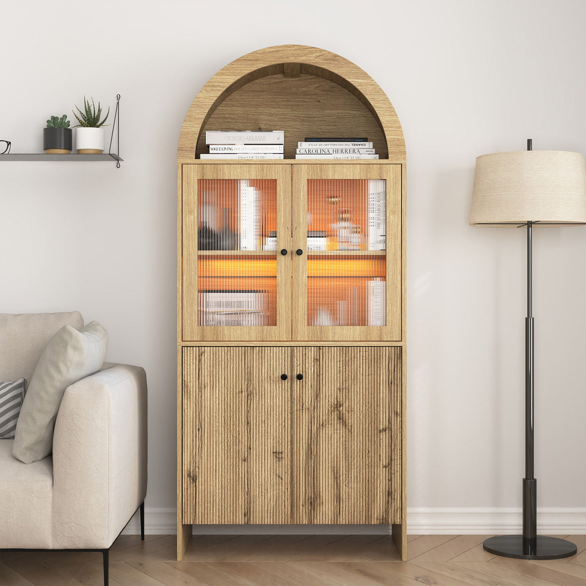 Modern Tech Inspired Dome Cabinet With LED Lighting