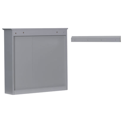 Bathroom Vanity With Top Sink, Freestanding Storage Cabinet With 2 Doors And 3 Drawers, Mirror Cabinet Included - Gray