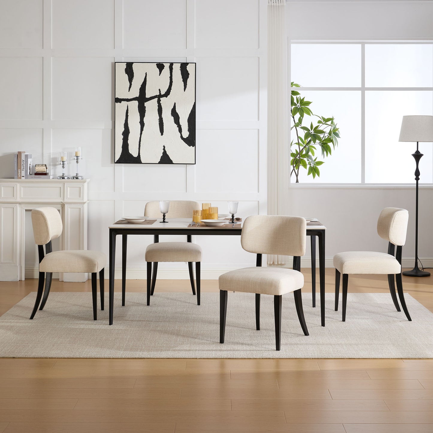Kitchen Dining Chairs (Set of 2) - Cream