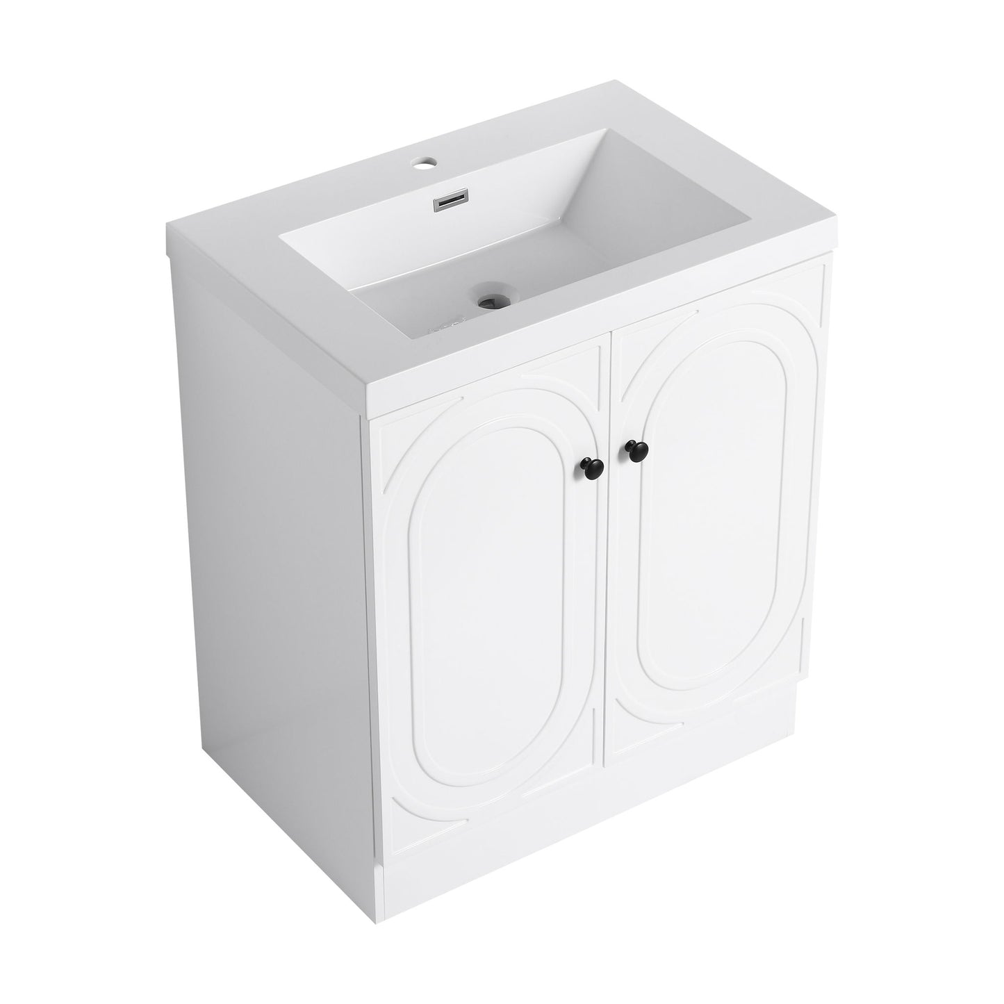 Contemporary Freestanding Bathroom Vanity With Resin Sink & Soft-Close Cabinet Doors