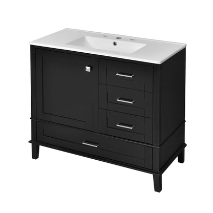 Bathroom Vanity, Modern Bathroom Cabinet With Sink Combo Set, Bathroom Storage Cabinet With A Soft Closing Door And 3 Drawers, Solid Wood Frame