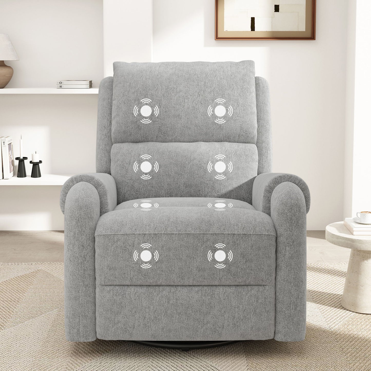 Manual Recliner Massage Chair With Swivel Rocker, 8 Massage Modes, Side Storage Pocket