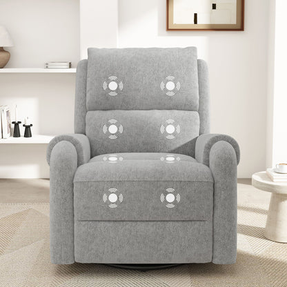Manual Recliner Massage Chair With Swivel Rocker, 8 Massage Modes, Side Storage Pocket