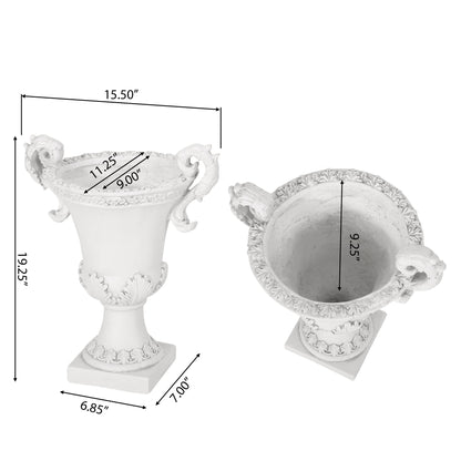 Roman Style Garden Urn Planter - Antique White
