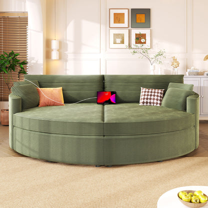 Oversized Double Chaise Lounge Sofa With USB Ports