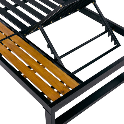Chaise Lounge Set, 5 Position Adjustable, Flat Side Surface Storage
