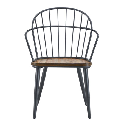 Industrial Inspired Indoor Dining Chair With Metal Legs And Birch (Set of 2) - Black / Natural