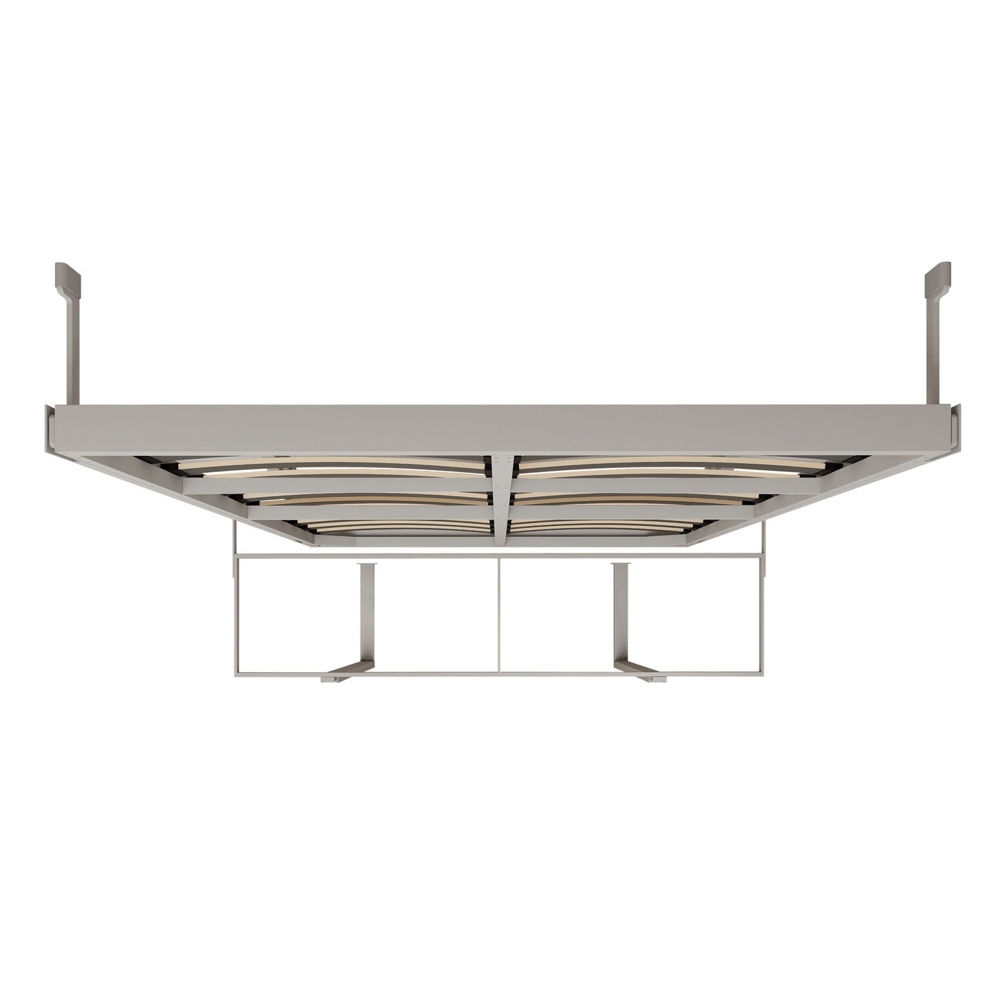 Queen Size Cabinet Wall Bed Mechanism With Desk Panel - Gray
