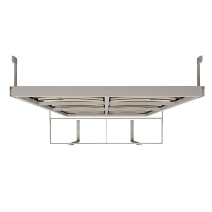 Queen Size Cabinet Wall Bed Mechanism With Desk Panel - Gray